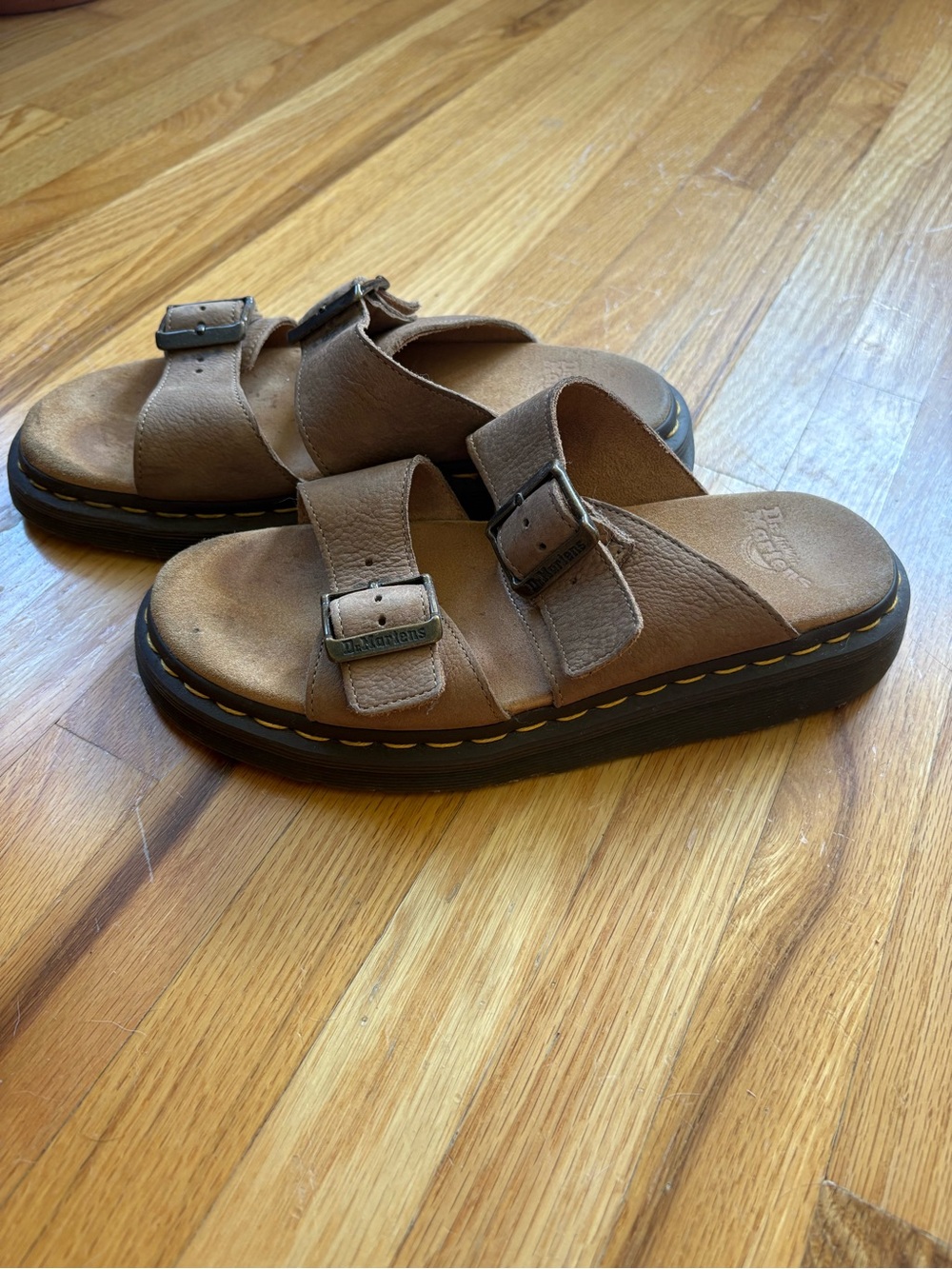 Women’s Dr. Martens Brown Leather Double-Buckle Sandals - Picture 2 of 3